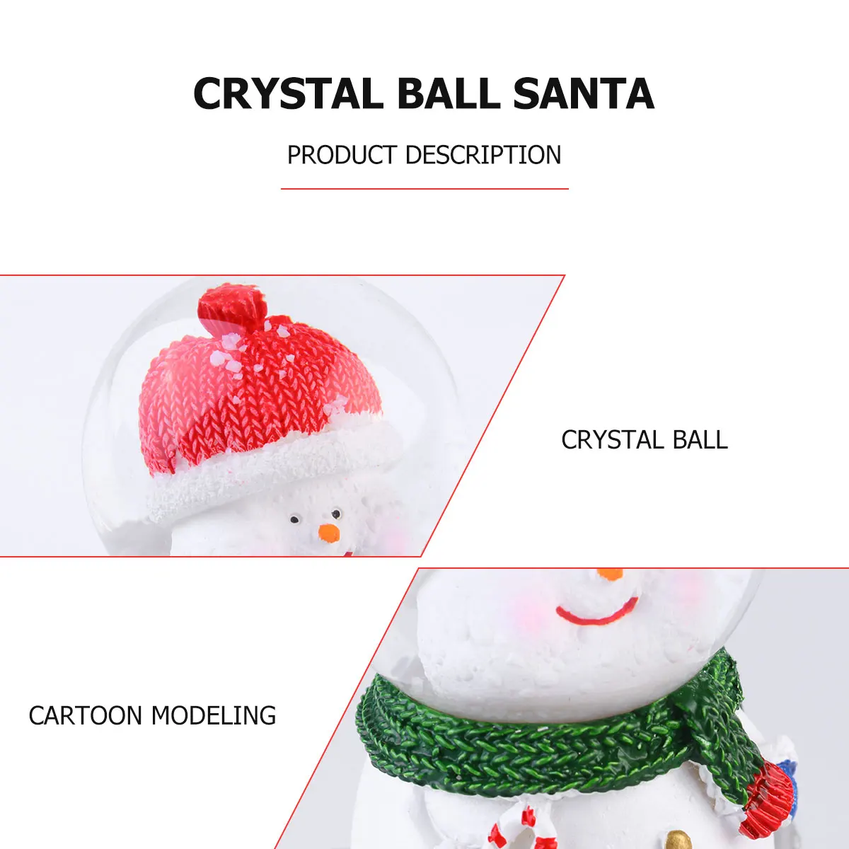 

1pc Lighted Glass Ball Snowman Design Home Desk Adorable Tabletop Decoration Decorative Crystal Ball For Christmas Party