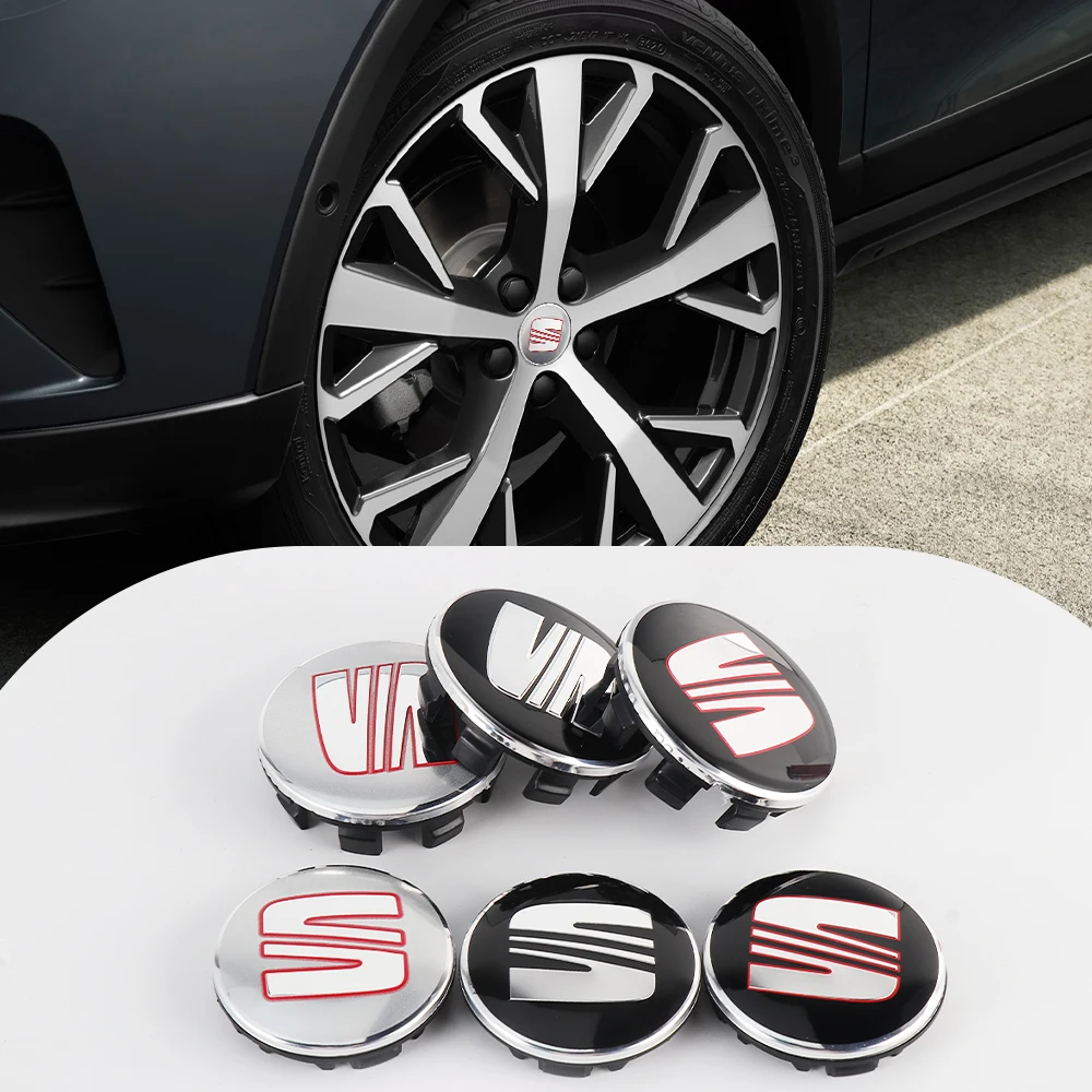 4PCS 55/63MM Car Wheel Center Covers Hub Caps Replacement Emblem For Seat Cupra FR Racing Ibiza Leon Ateca Exeo Sportcoupe Altea