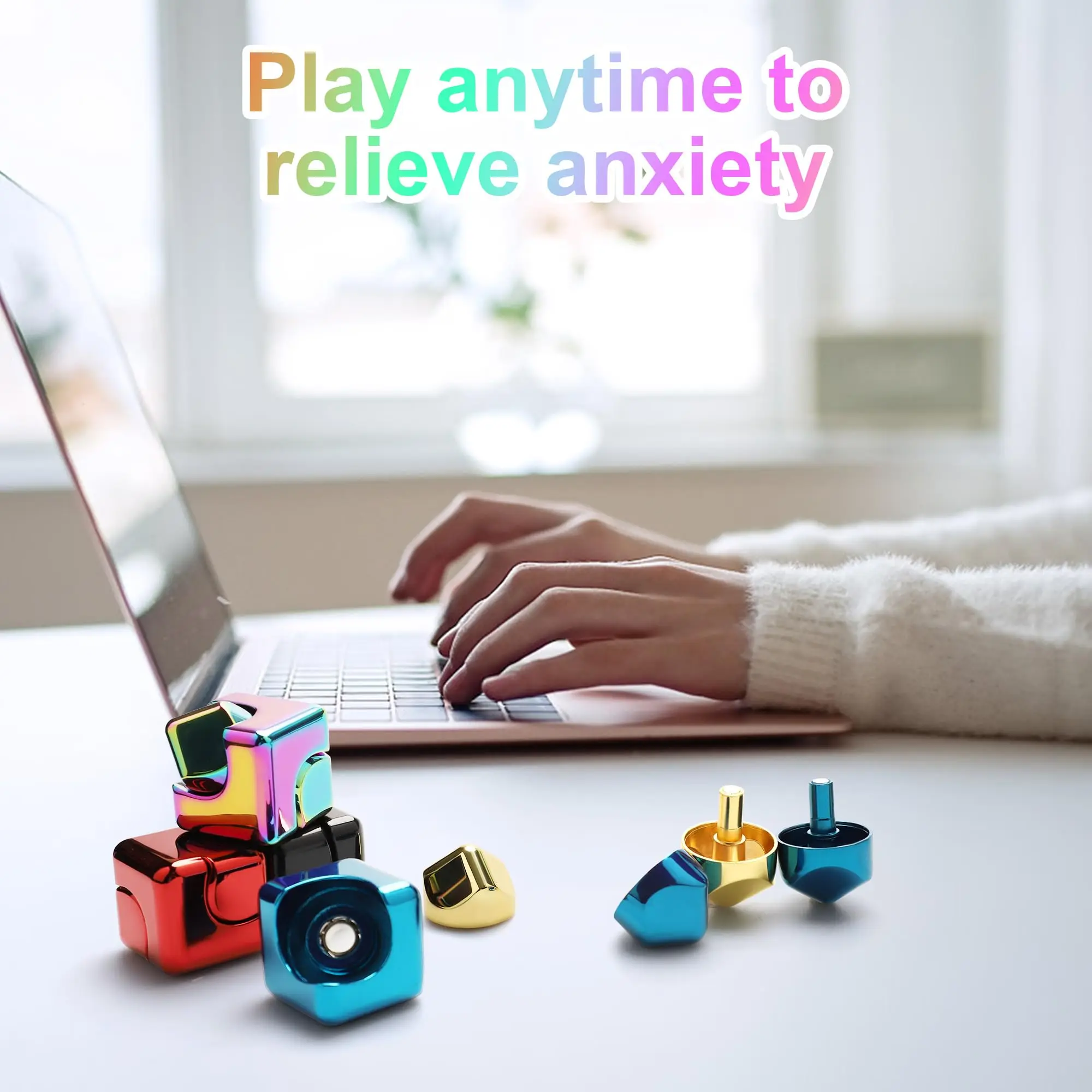 금속 큐브 회전 손가락 끝 자이로스코프 피젯 스트레스 방지 장난감, 성인 사무실 가정 여행 휴대용 스피너 장난감, 크리스마스 선물