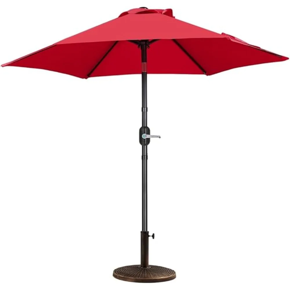 

Outdoor Umbrella with Stand, 7.5 Ft Patio Umbrella with Base Included, Backyard Parasol with Base Red