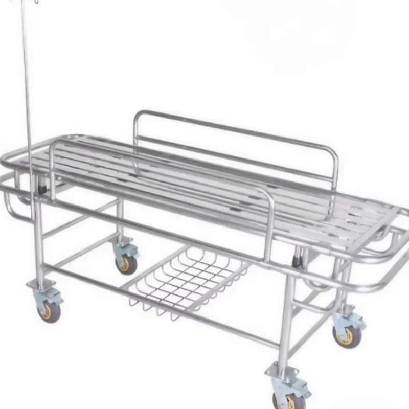 Medical Stainless Steel Stretcher Cart Patient Emergency Cart Corpse Transport Stretcher Bed Surgical Transfer Bed Cart