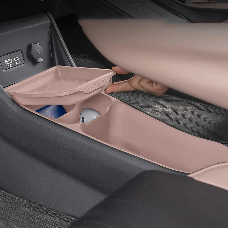 Car Central Control Storage Box Under Handrail Box Double-layer Storage Silicone For BYD Seagull Interior Accessories