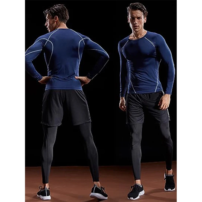 Kompression Langarm T-shirt Männer Elastische Training T-shirt Gym Fitness Workout Strumpfhosen Sport Jersey Athletisch Lauf Shirt Männer – Detail 8