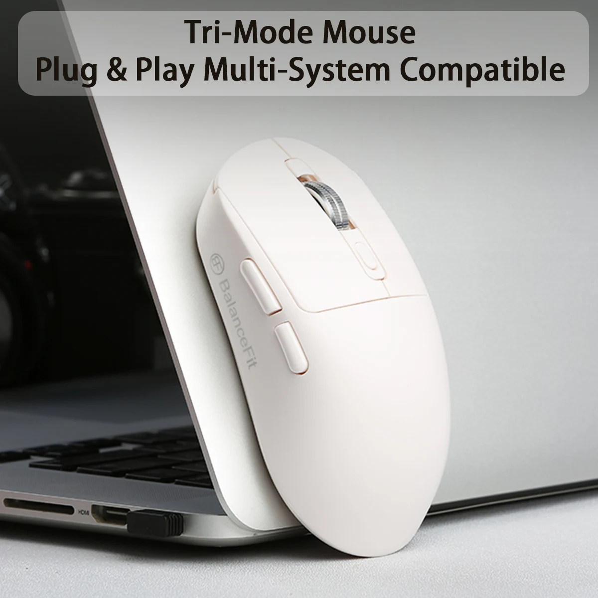 Wireless Mouse Bluetooth-Compatible Gaming Mouse (Tri-Mode: BT1/BT2+2.4Ghz) Ergonomic Rechargeable Mice for PC/Laptop/Macbook