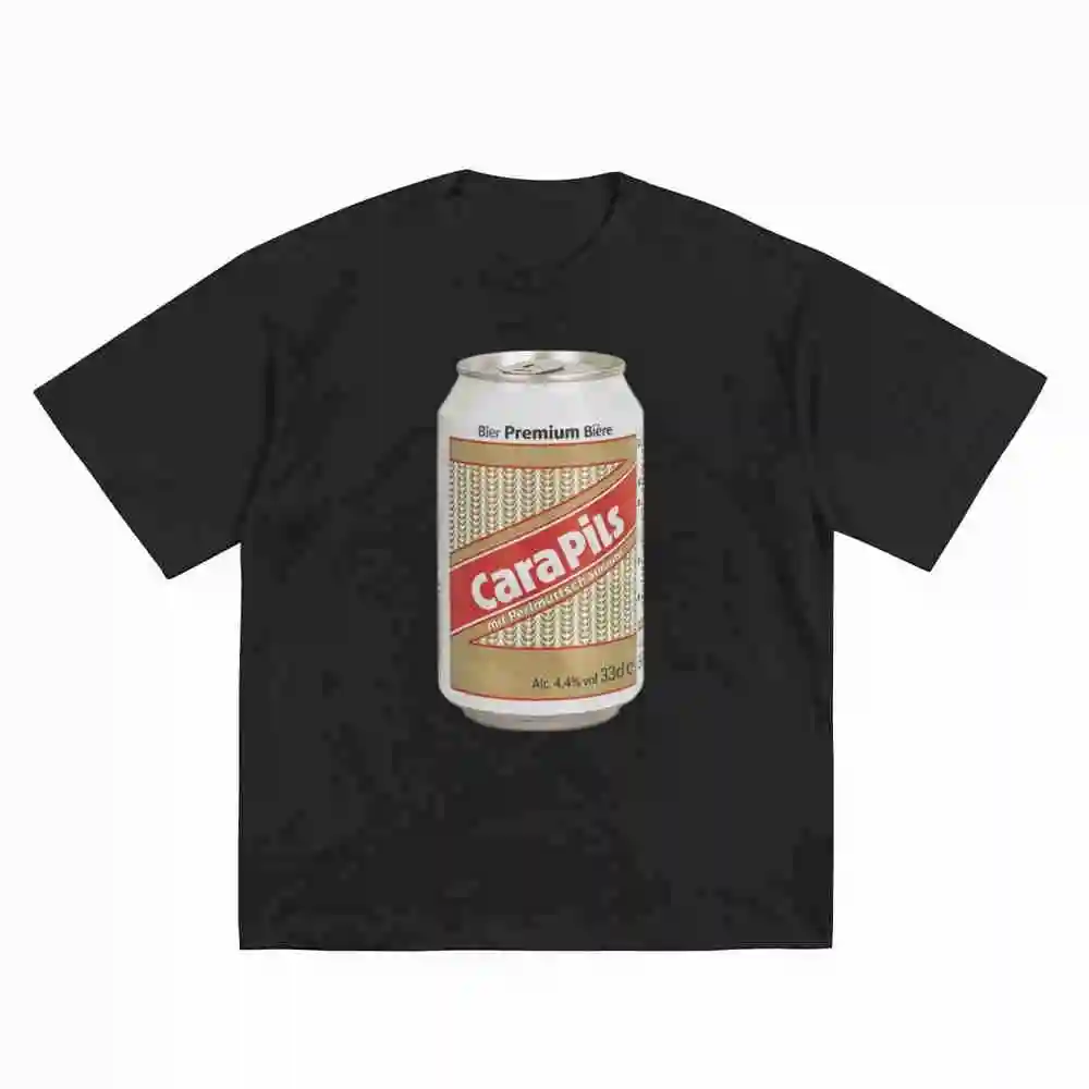 Cara Pils Beer Brand Retro Lager Dutch Label Short Sleeve Tee 100% Cotton T-Shirt