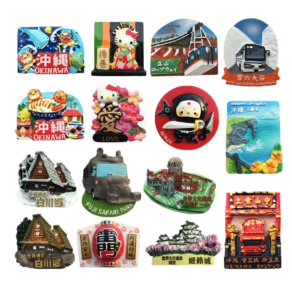 Asia Japan Flavour 3D Fridge Magnet Tourist Souvenirs Refrigerator Magnetic Decoration Articles Collection Handicraft Gift