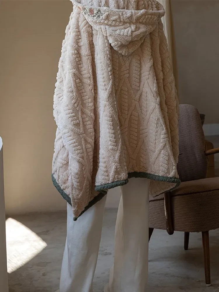 Mantello stile coreano accappatoi donna caldo autunno inverno pigiameria spessa carino con cappuccio dolce caldo accogliente notte abbigliamento per la casa Homewear