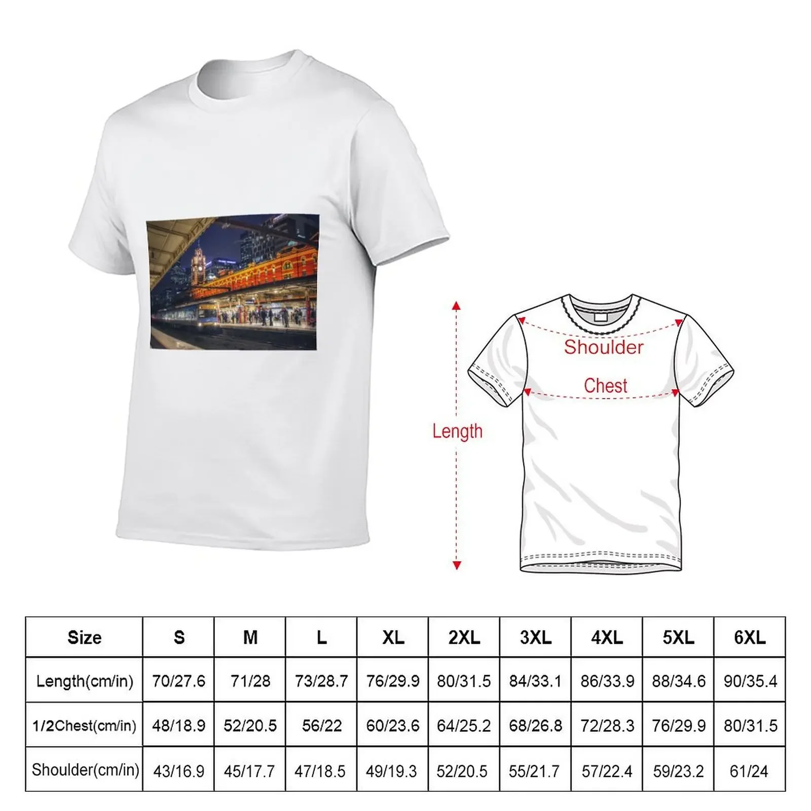 Flinders Street Station at night T-shirt customizeds plus sizes slim fit t shirts for men