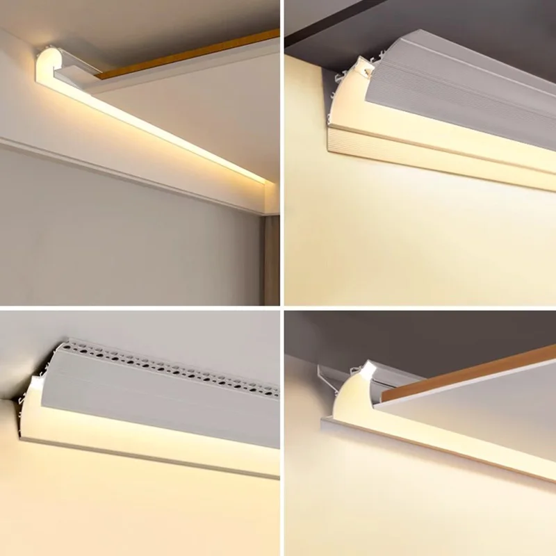 Embedded Trimless 1m LED Aluminum Profile Top Corner Light Hidden Drywall Plaster Board Backlight Ceiling Gypsum Linear Lamp