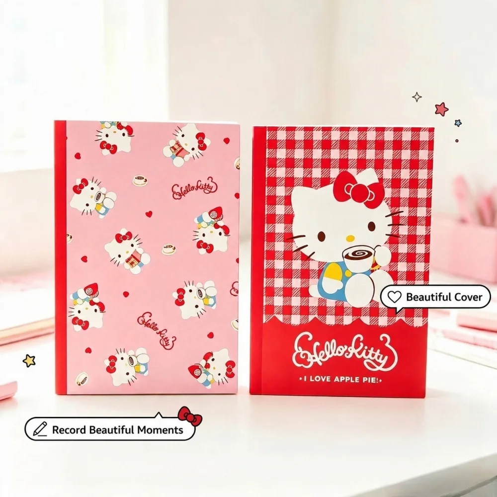 Sanrio Genuine Hello Kitty A5 Writing Notebook Cute Pattern Diary Journal Planner Scrapbook Book Stationery Collection Supplies