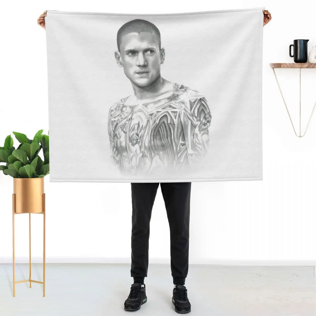 Michael Scofield, Prison Break fan-art Throw Blanket Shaggy Furry Soft Blanket for Bedroom Living Room