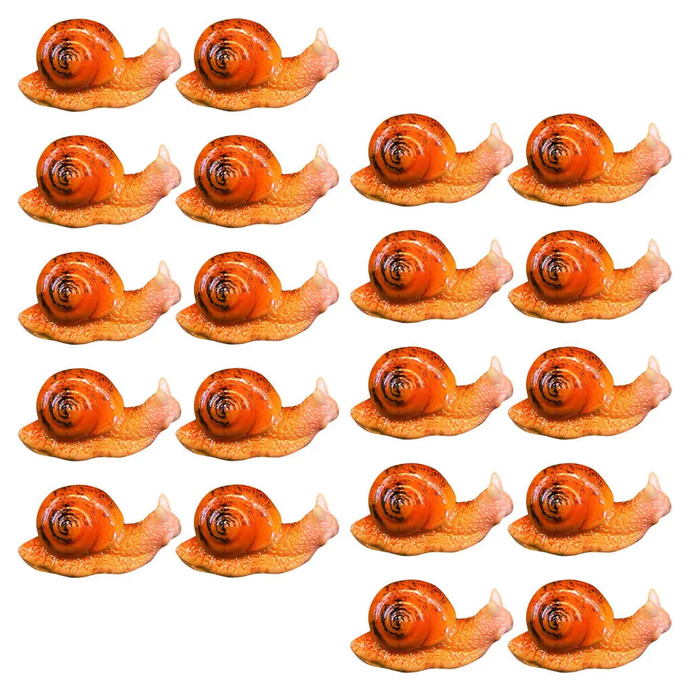 20Pcs Mini Snail Decorations Creative Resin Snail Sculpture Charming Home Office Garden Adornments Micro Landscape Decors