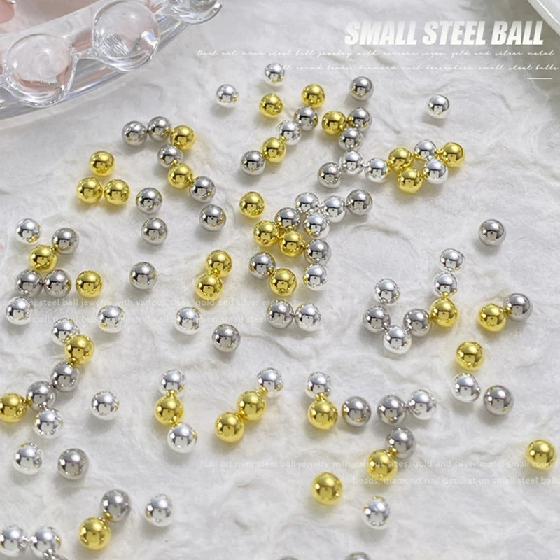 0.4/0.6/0.8mm Nail Caviar Beads Nail Art Decorations Silver Rose Gold Micro Ball Charms Nail Art Rhinestones Decoration Supplies