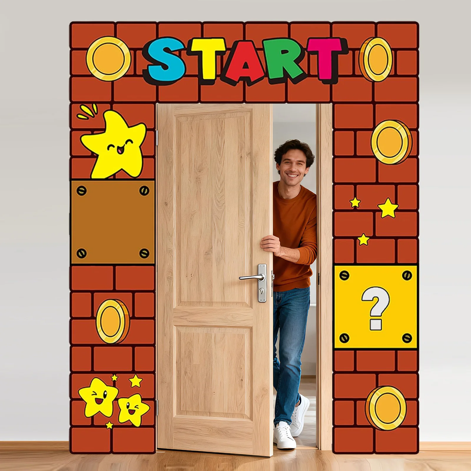 Décorations de fête d'anniversaire de jeu, bannière de porche Super Bros, fournitures de fête vidéo, bannière de décoration de porte, arrière-plan de stand Photo
