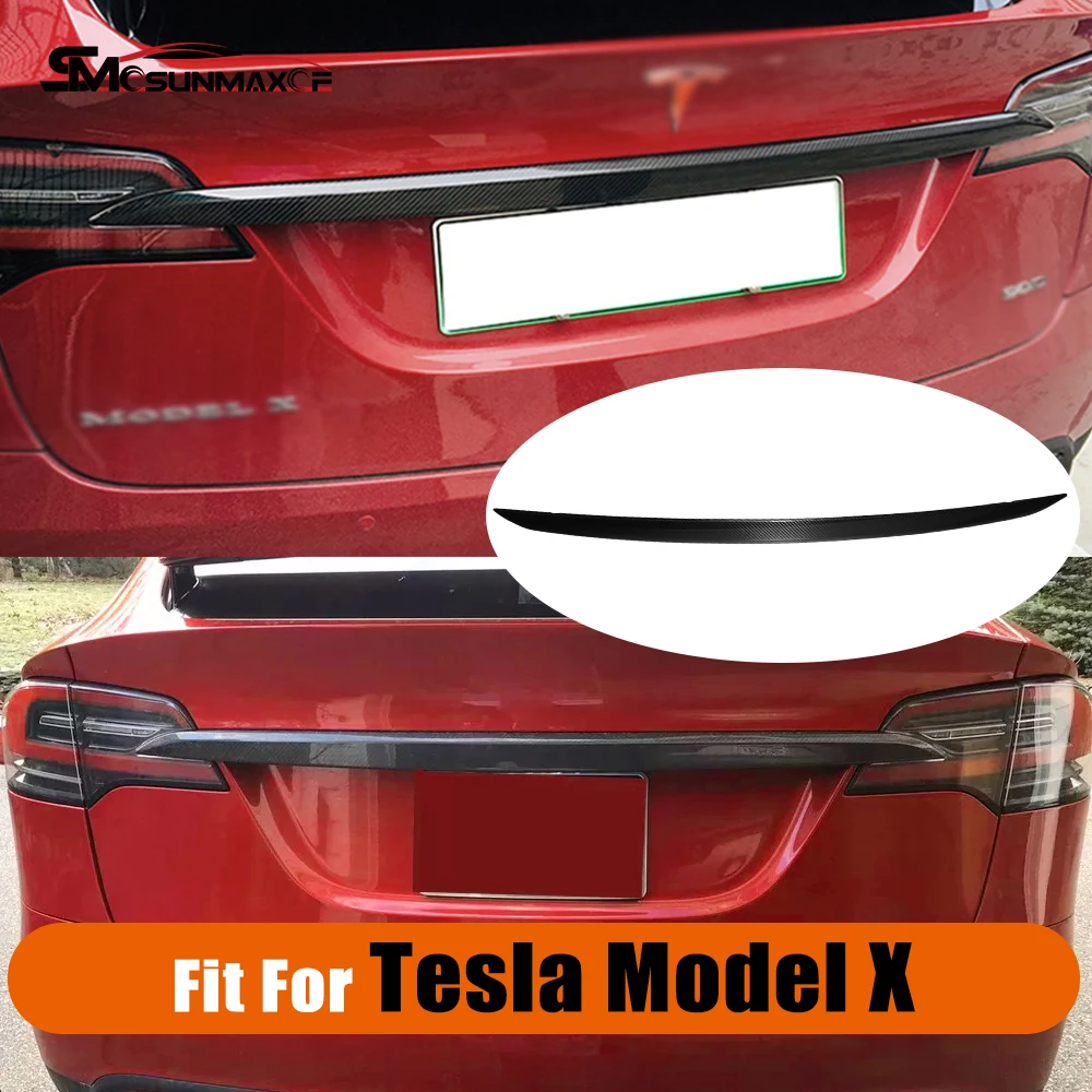 

For Tesla Model X 2017-2021 Car Exterior Real Carbon Rear Trunk Lid Decoration Cover Carbon Fiber Stickers