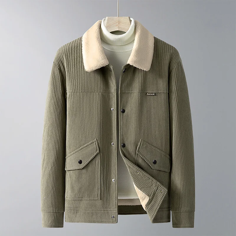 

Autumn Winter New Sle Men's Faion Casual Fce Lined Warm Coat Stand Collar Coreen Polyester Long Sve Zipper Jaet