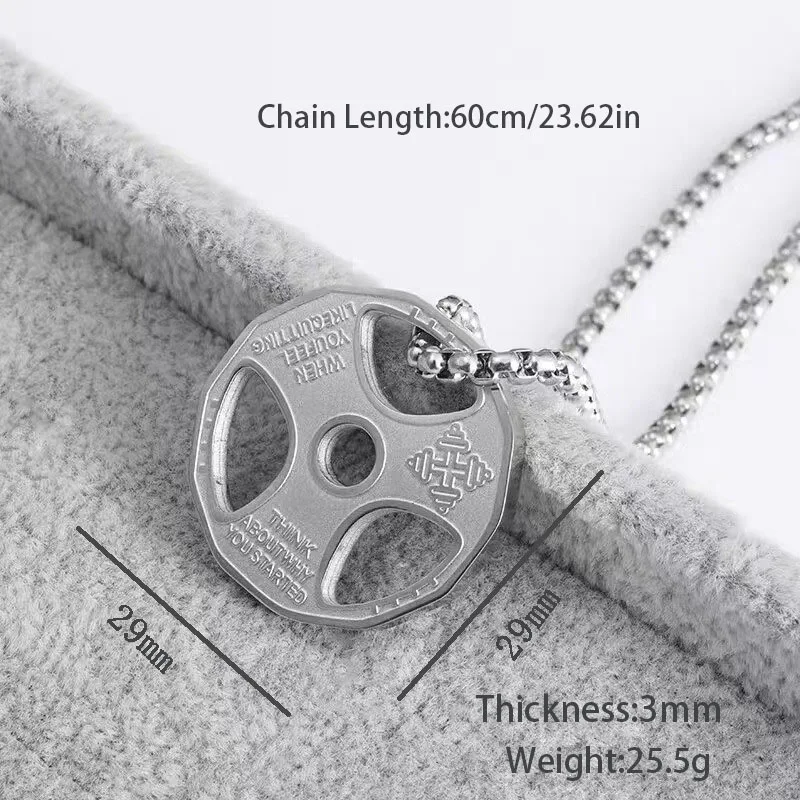 1 قطعة الأزياء دائم الفولاذ المقاوم للصدأ ملهمة الدمبل الأوزان قلادة للرجال اللياقة البدنية الروحية قلادة رجل المجوهرات #6