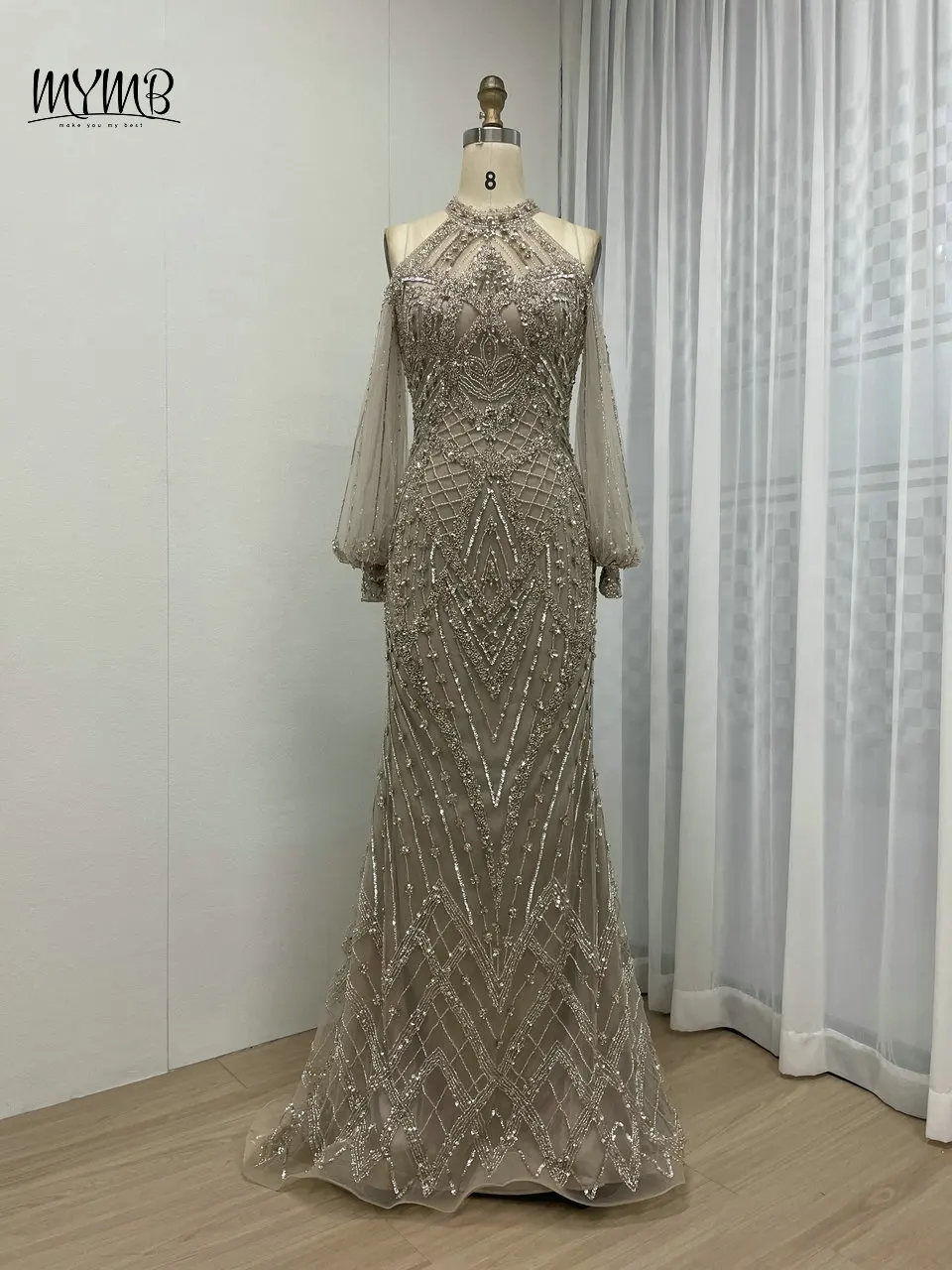 MYMB Dubai Luxury Off Shoulder Halter Neck Caramel Wedding Guest Gowns  Exlcusive Beaded Mermaid Evening Formal Occasion Dresses - AliExpress