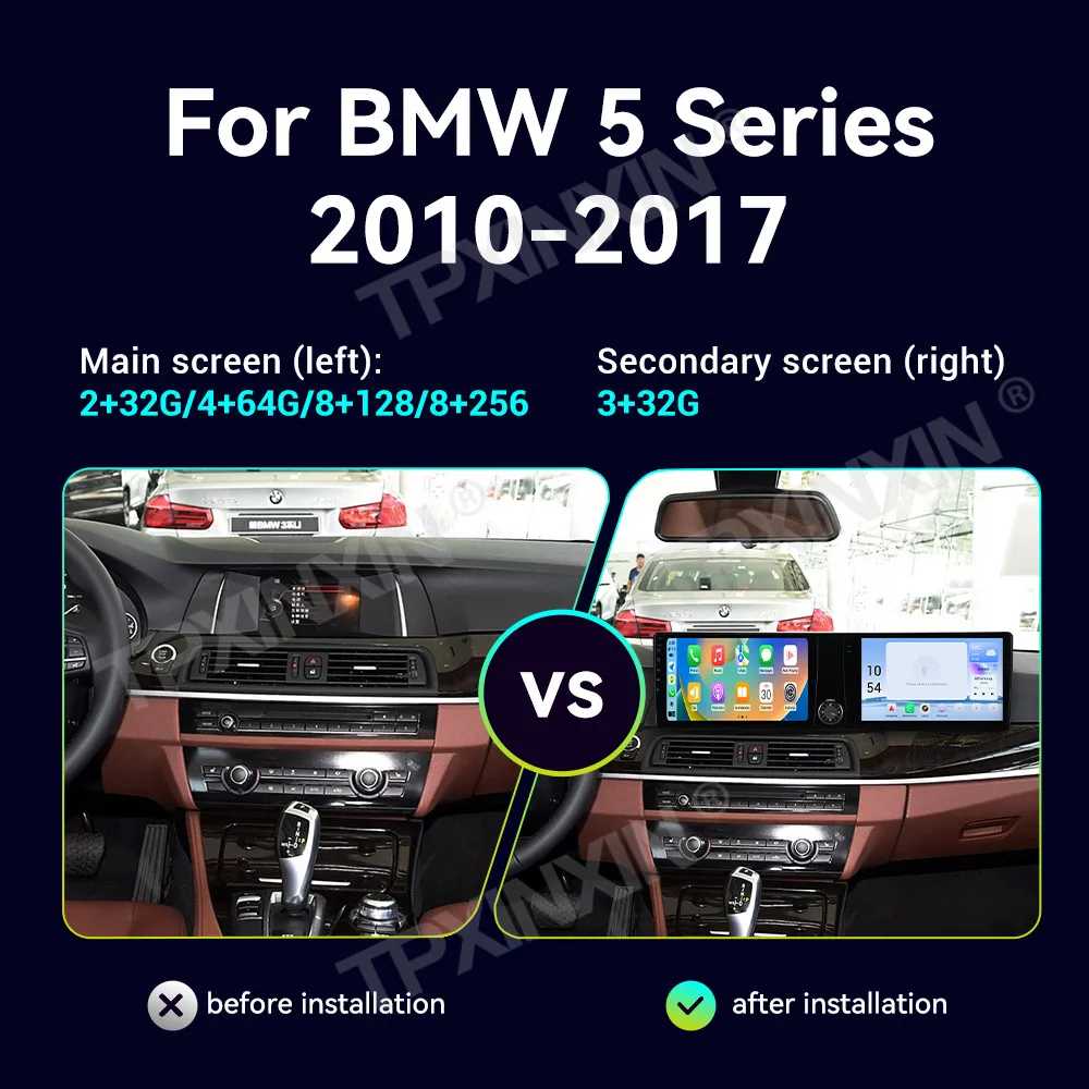 

Dual 10.1 Inch Touch Screen For BMW 5 Series F10 F11 F07 F18 2010-2017 Car Multimedia player Stereo Radio Receiver Car Radio