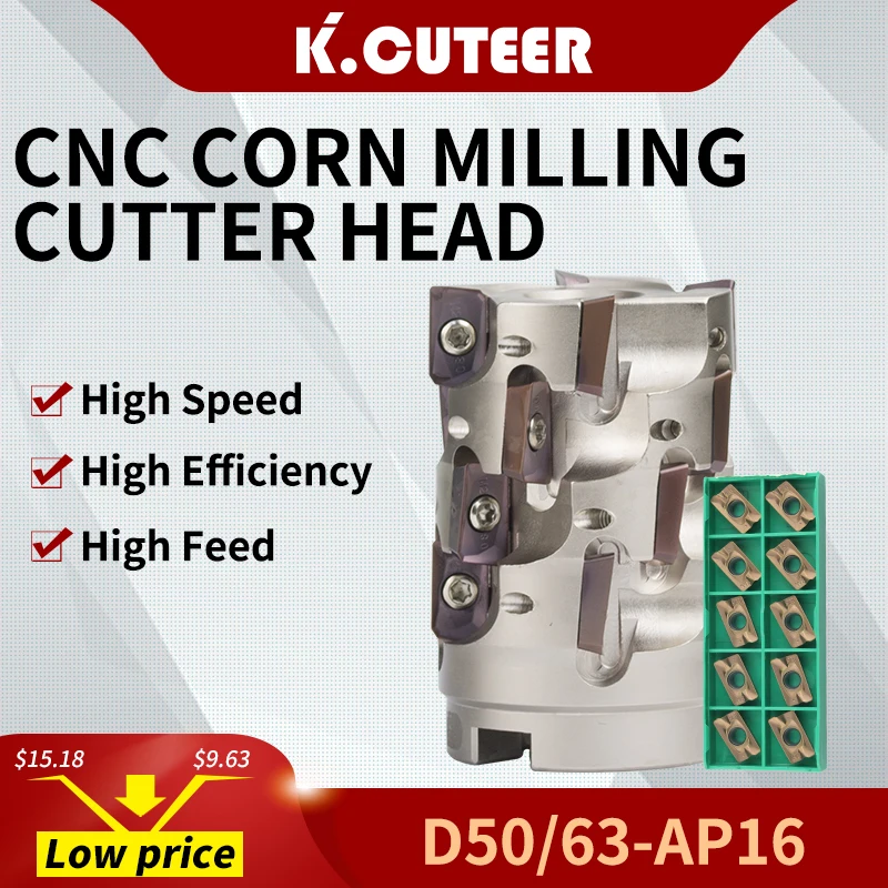 Áspero de Corte em Linha Reta Haste Espiral Cabeça de Corte de Milho Apmt16 Carboneto de Inserção para o Centro de Usinagem D50 D63-ap16