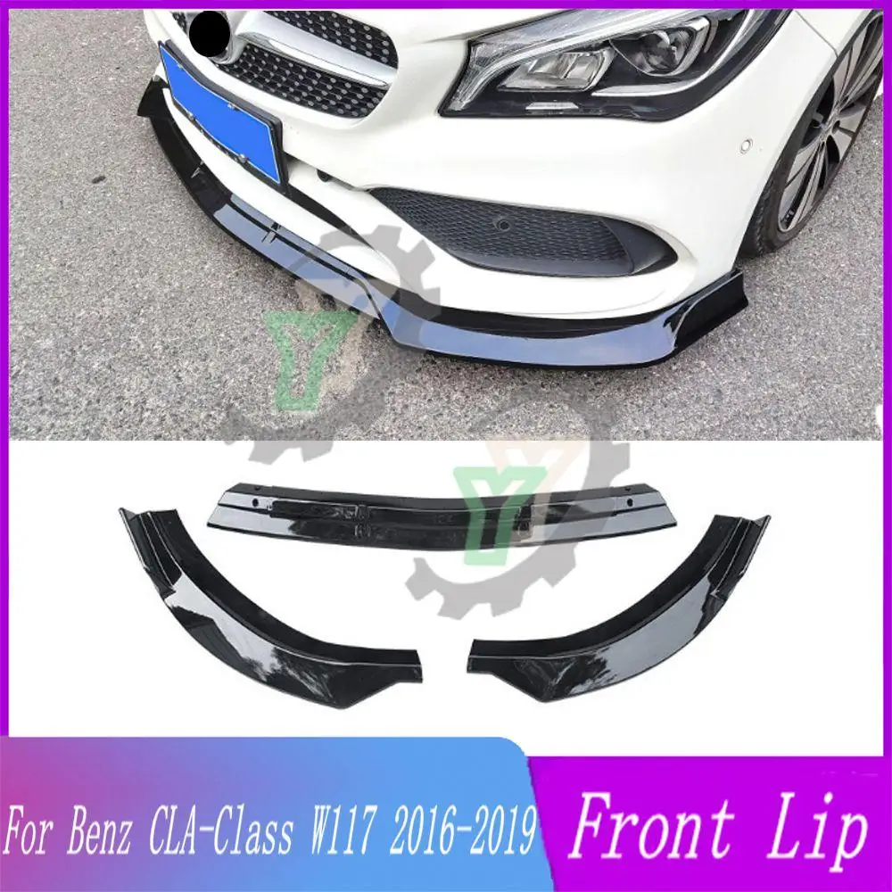 Car Front Bumper Lip Spoiler Splitter Diffuser Body Kit Cover Guard For Mercedes-Benz C117/W117 CLA 180 220 260 200 2016-2019