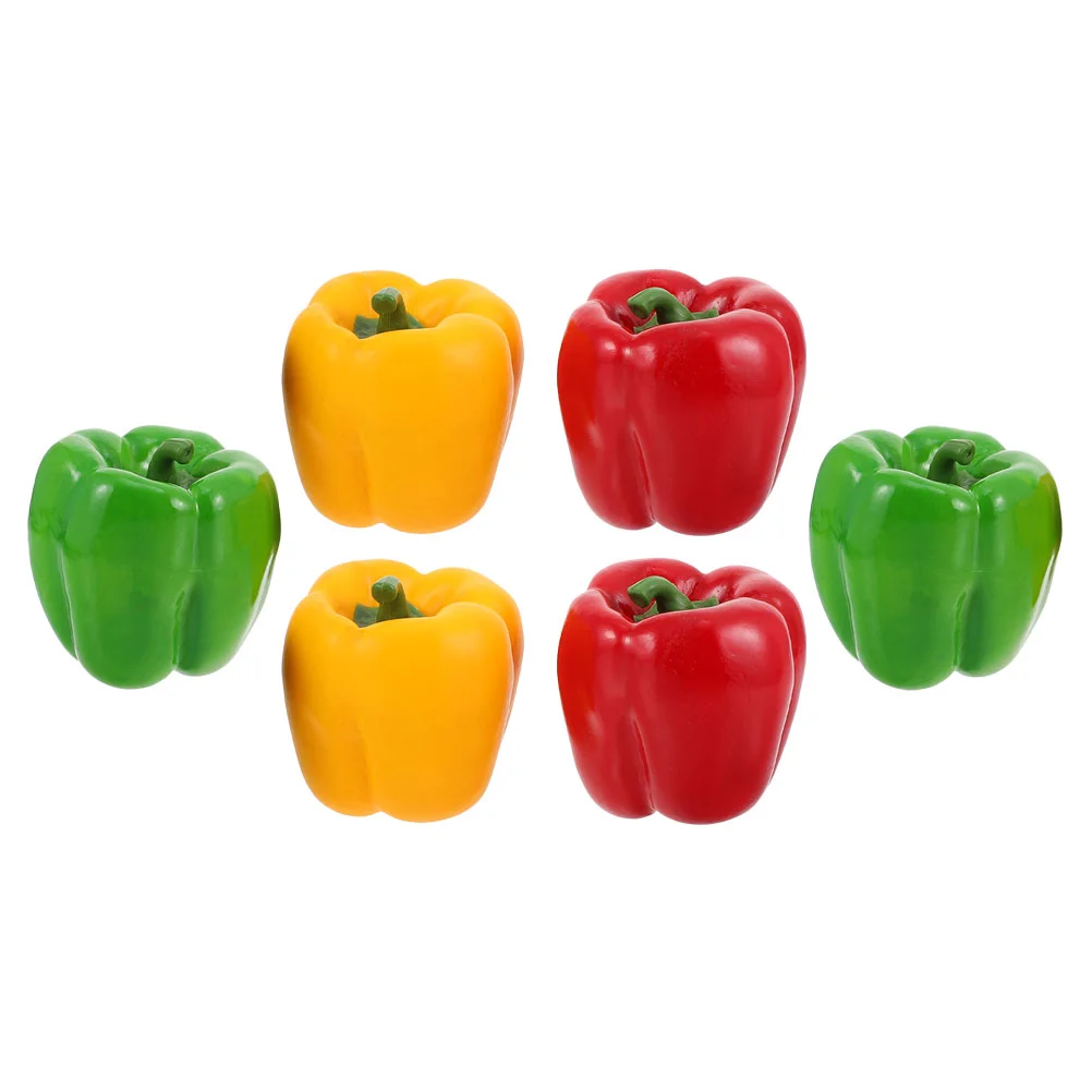 6 Pcs Simulated Vegetable Model Artificial Bell Peppers Fake False Decor Restaurant Display Photo Props Green