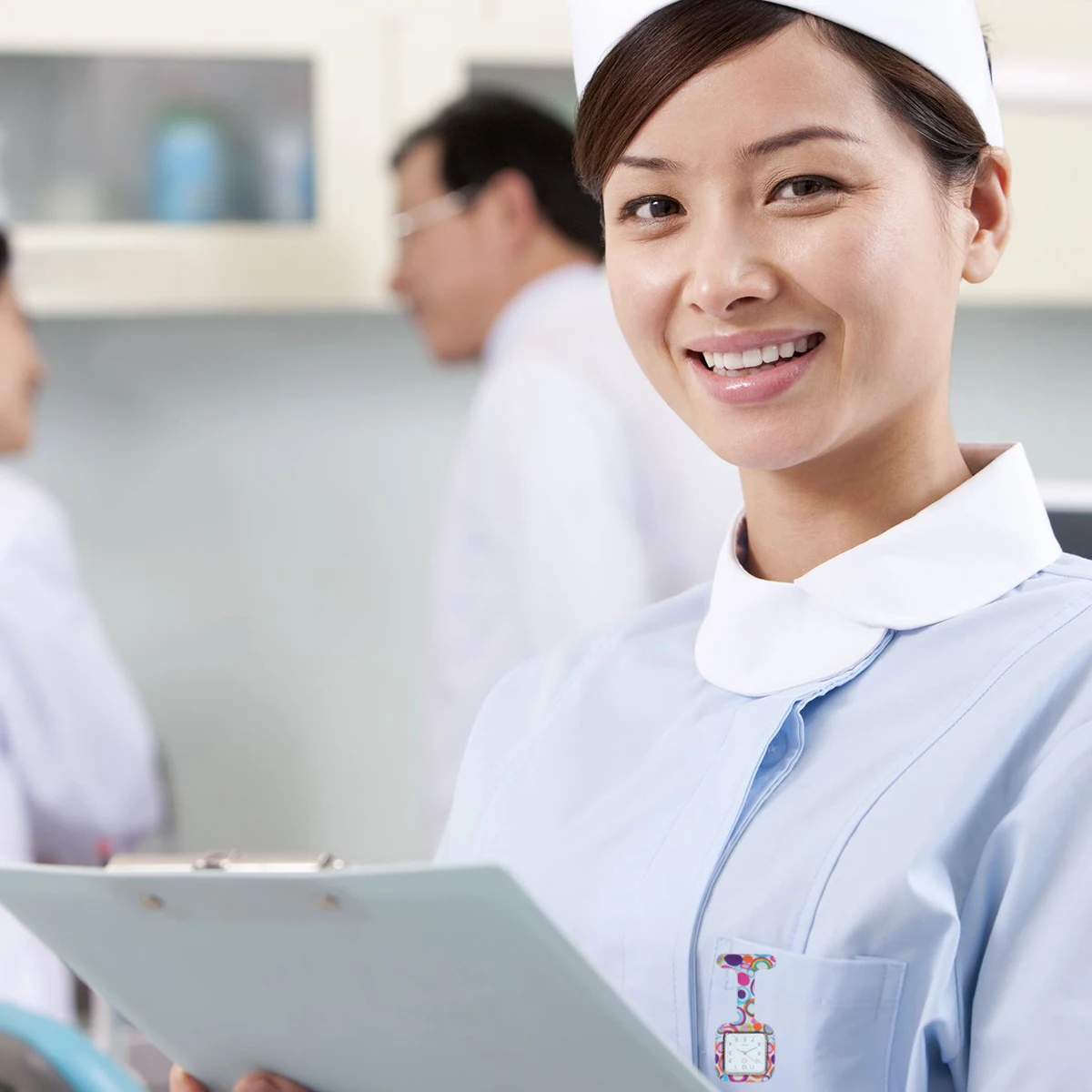 Durable Silicone Nurse Printed Medical Pocket Watch For Doctors Clear Number Square Hanging Watch Women Gift (Random Color)