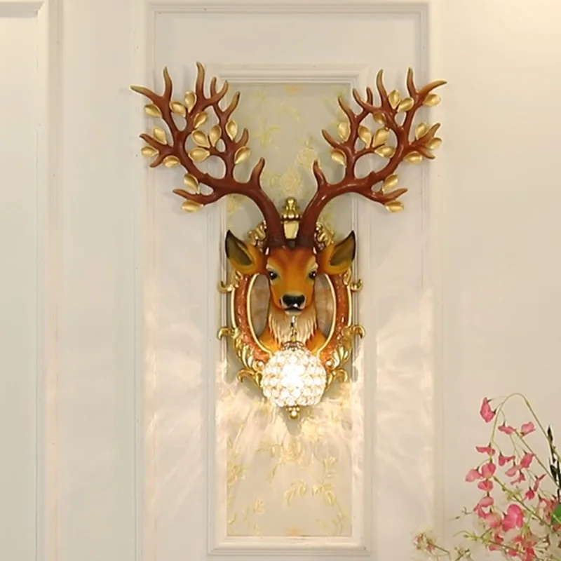 Imagem -02 - Requintado Led Decorativo Lâmpada de Parede Design Criativo Resina Veados Luz Mordern Luxo Arte Decoração Iluminação Animal para Sala Estar