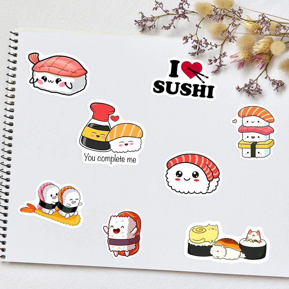 Kawaii Cute Cartoon Japanese Sushi Stickers DIY Kids Toy Gift Decal for Phones Laptops Bottles Scrapbooking Luggage  Waterproof