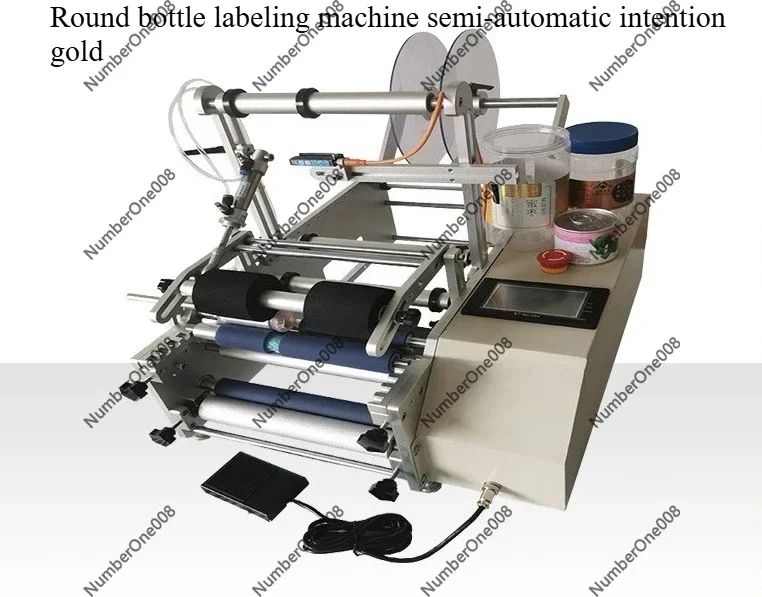 

Round Bottle Front Back Labeling Machine, Self Adhesive Label Applicator for Glass Wine Plastic Water Bottles 30-160 ppm