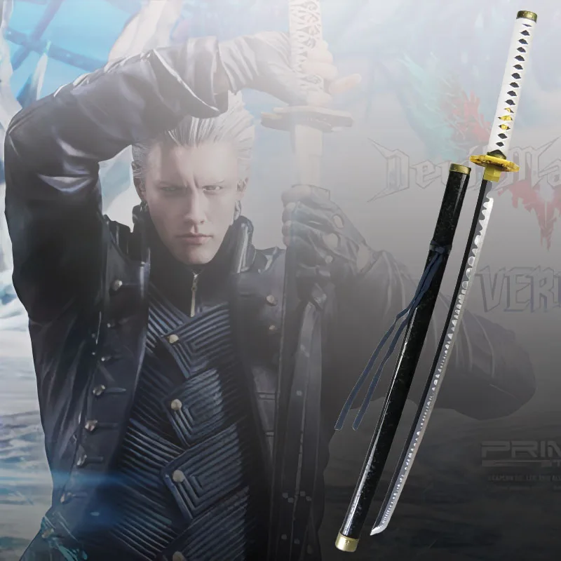 41in/104cm Yamato Katana Devil May Cry 5 Sabre Vergil Yamato Ninja Sword Cosplay Prop Real Size Japanese Katana Samurai Sword