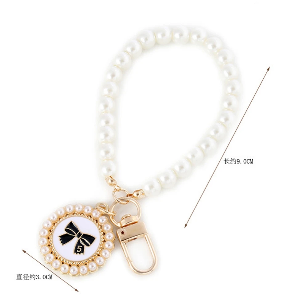 Vintage Pearl Beads Bracelet Keychain Trendy Wrist Strap Keyring for Women Headphone Case Pendant Purse Handbag Jewelry Gifts view 3