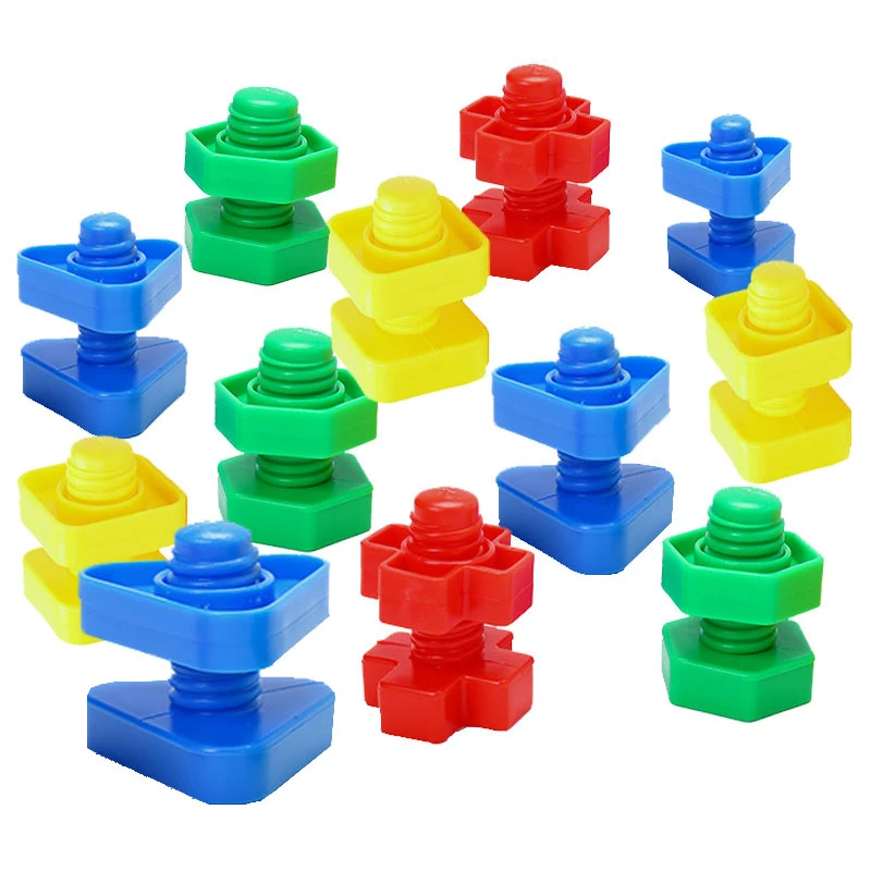 Kids Nuts And Bolts Toys 4Pair Plastic Screws Montessori Children Boy Educational Games Toy  Jouet De Construction Enfant