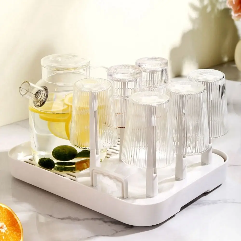 Plastic Cup Drying Rack Large Capacity Upside-Down Tea Cup Holder Dust-proof Saving Space Glass Cup Storage Rack Countertop