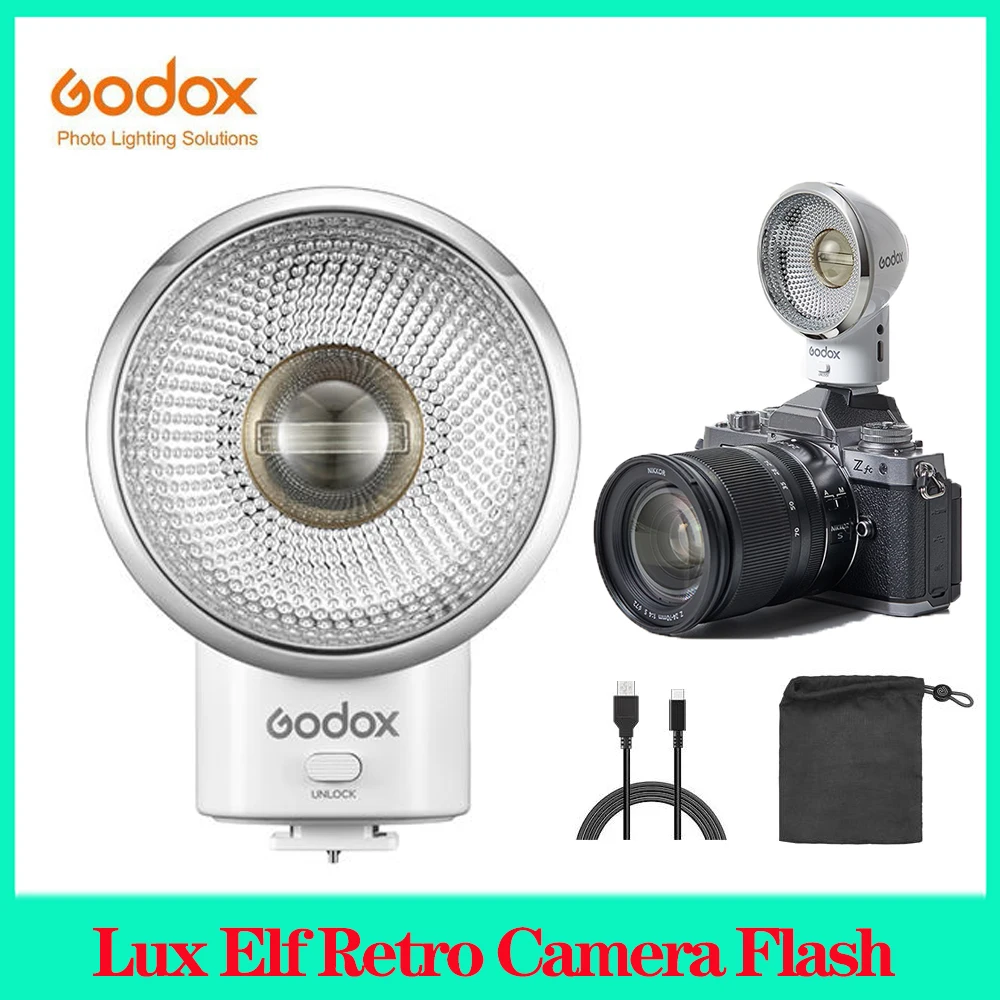 

Godox Lux Elf Retro Camera Flash 7.4V 350mAh Suitable for Fuji Sony Canon Nikon DSLR Camera Flash Universal Mini Fill Light