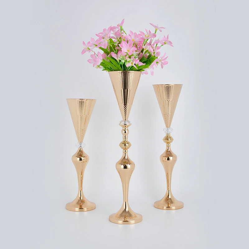 

Luxury Gold Flower Rack Wedding Party Table Centerpieces Flower Vase Hotel Home Decor Flower Rack Stand 10pcs