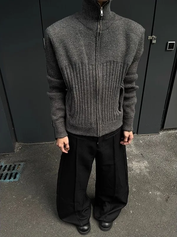 

Зимний утепленный кардиган на двойной молнии, свободного кроя, с высоким воротником, укороченный, повседневный, универсальный, верхняя одежда