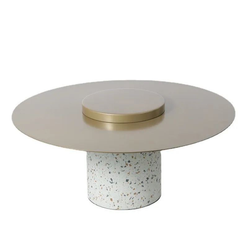 

Modern living room terrazzo combination coffee table, Italian simple metal round corner table