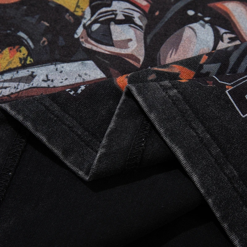 Vintage Washed Fire Print T-Shirts für Herren Y2k Streetwear Lustige Motorsport Dirt Bike Grafik-T-Shirts Sommer Übergroße Unisex-Kleidung – Detail 12