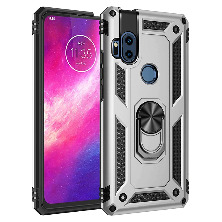 Armor Shockproof Case for Motorola One Hyper Rugged Military Drop Protective Magnet Car Holder Ring Case Cover