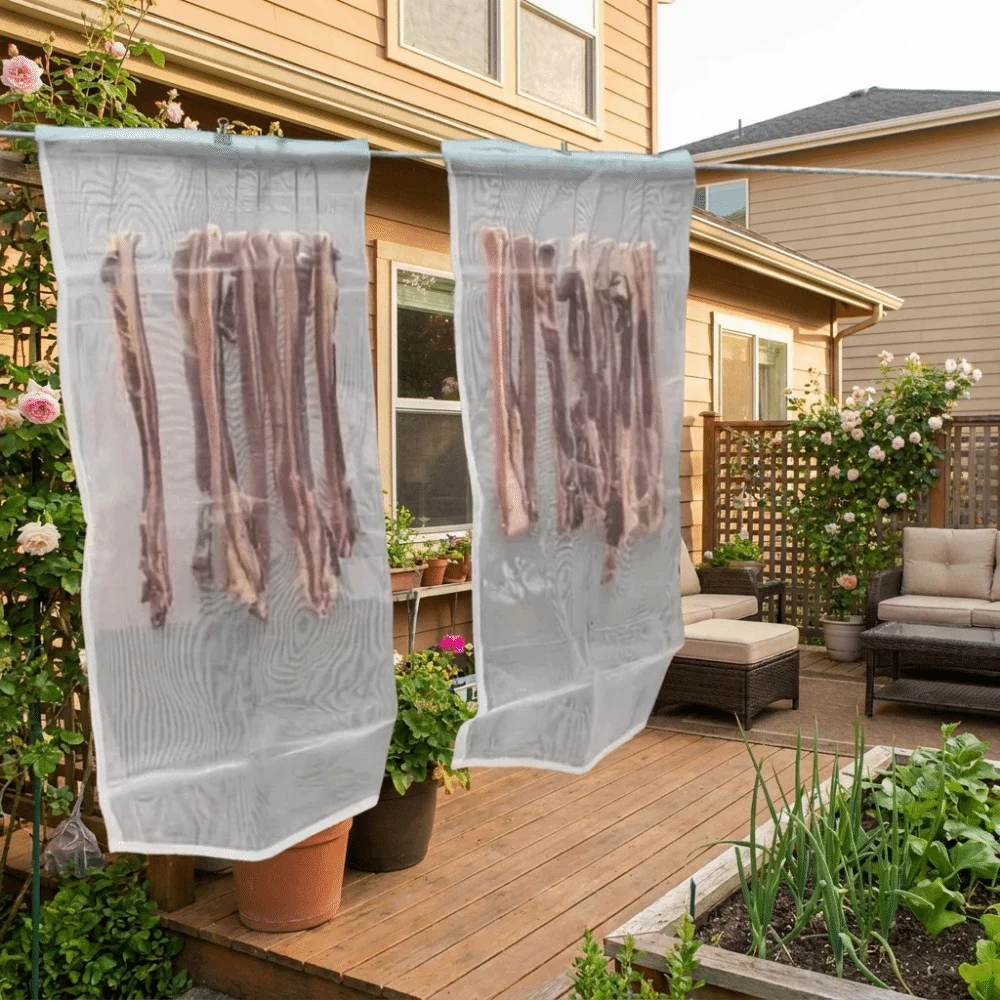 3PCS Large Anti-Insect Drawstring Mesh Bags Insect Bird Anti-fly Cured Meat Mesh Bag Reusable Protective