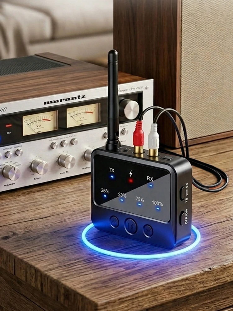 KEBIDUMEI 2-in-1 Bluetooth 6.0 Audio-Sender und -Empfänger, 3,5-mm-AUX- und RCA-Stereo-Drahtlosadapter für Auto, PC, Fernseher und Kopfhörer.