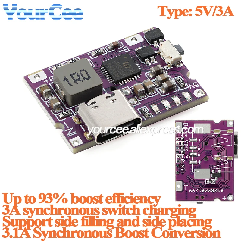 스텝 다운 벅 전원 충전 모듈 TYPE-C USB 리튬 LiPo 배터리 충전기 보호 회로 기판, DIY 모바일, 10 개/1 개, 5V 3A