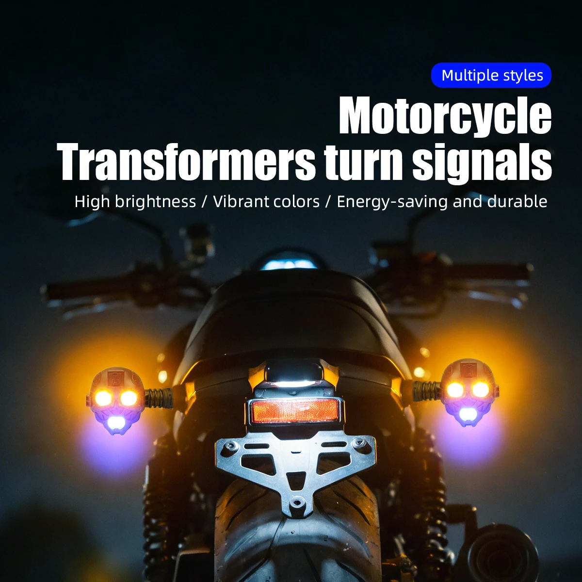 

1pair Motorcycle Transformers Shape LED Turn Signal Light Dual Color Flash Warning Lamp High Brightness Daytime Running Light