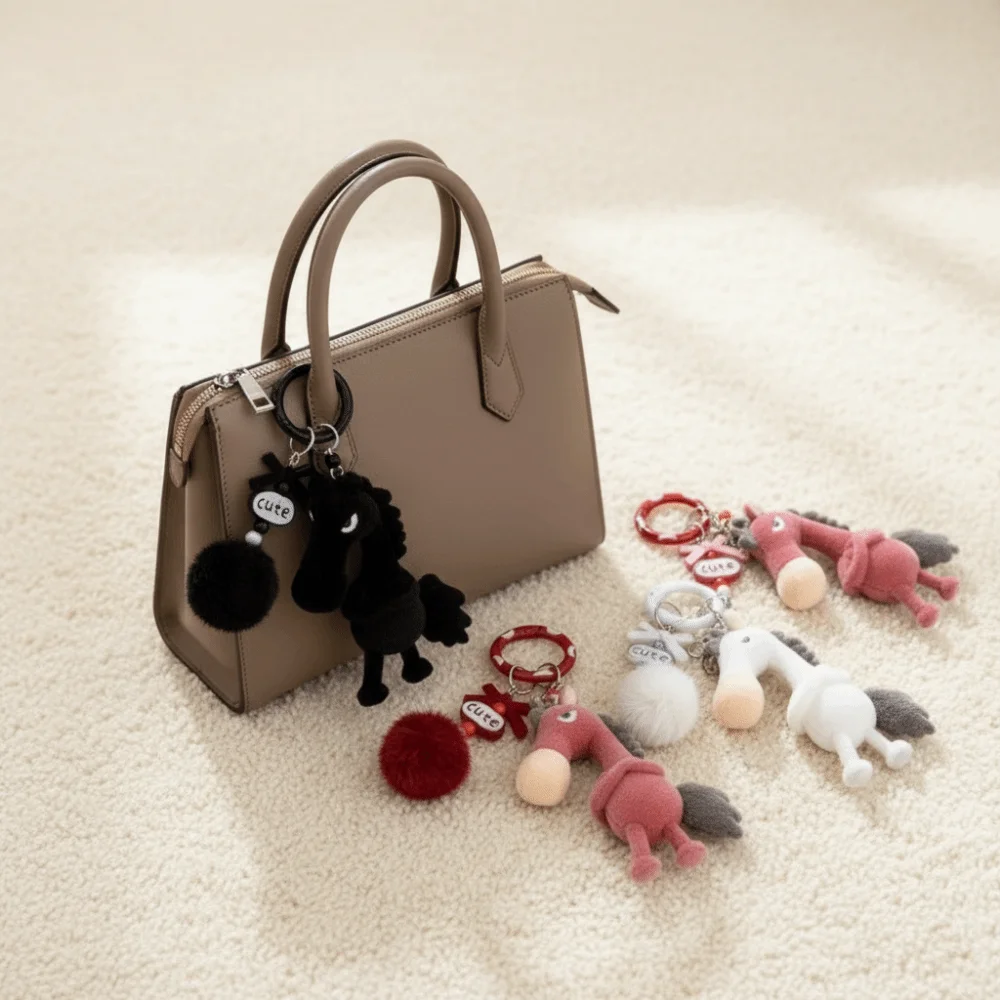 

Elegant Year of the Horse Keychain Animal Adorable Zodiac Pendant Mascot Chinese New Year Pony Bag Charm Decoration