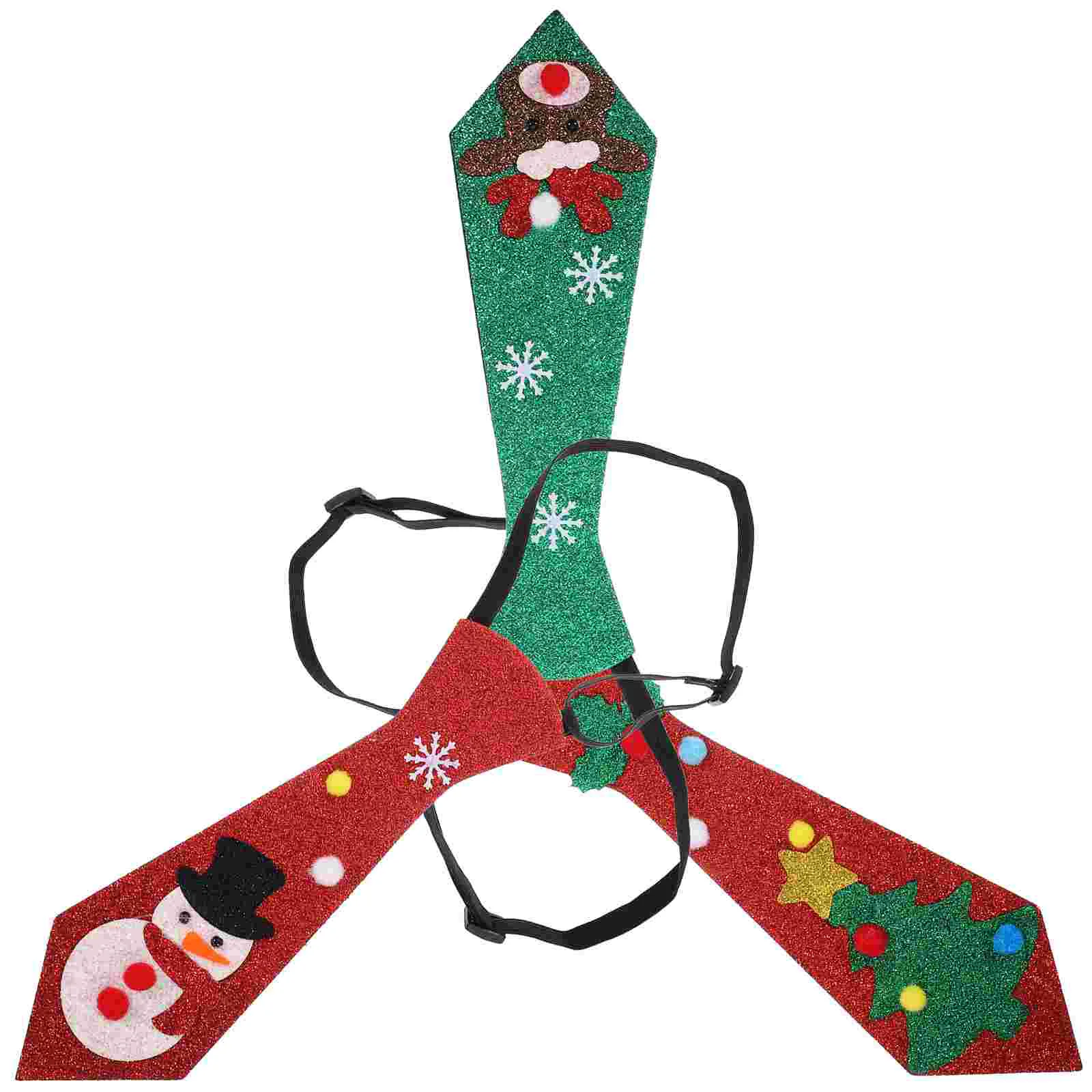 

3 Pcs Felt Christmas Tie Party Decoration Decorative Necktie Cosplay Glitter