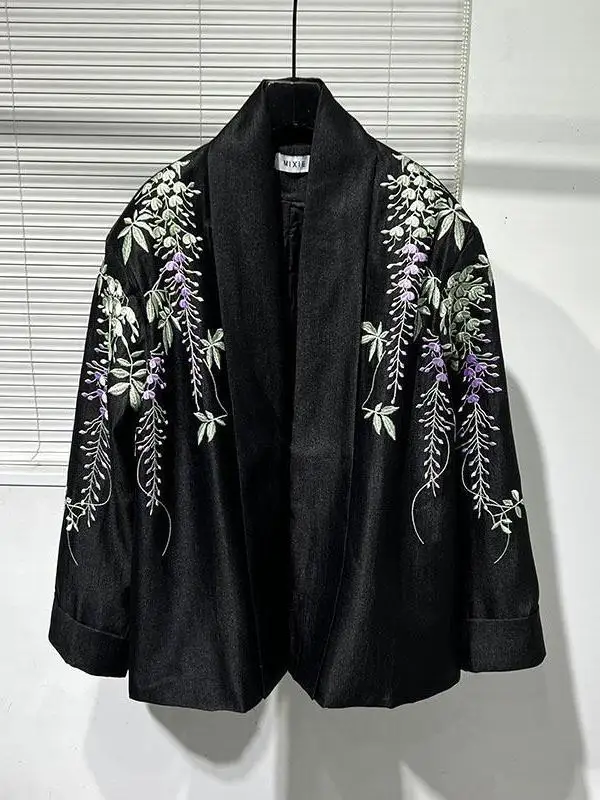 

Мужской высококачественный кардиган большого размера на весну-осень с вышивкой, модный, трендовый, на пуговицах, в китайском стиле, новинка