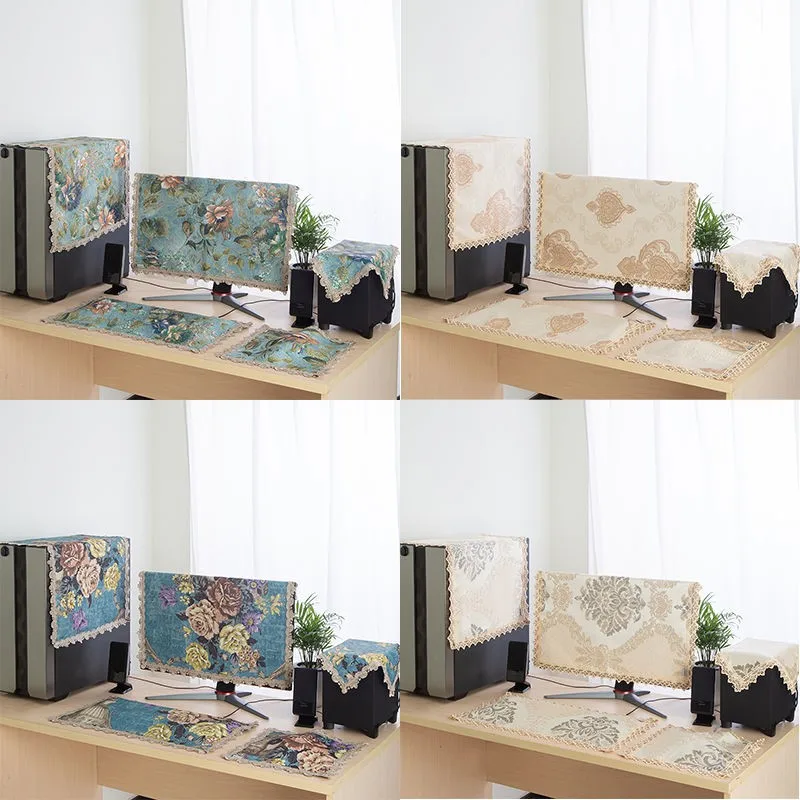 

4 шт., ткань для компьютера в европейском стиле, пылезащитный чехол, тканевый пылезащитный чехол для настольного компьютера, клавиатура монитора, пылезащитный чехол ZG270