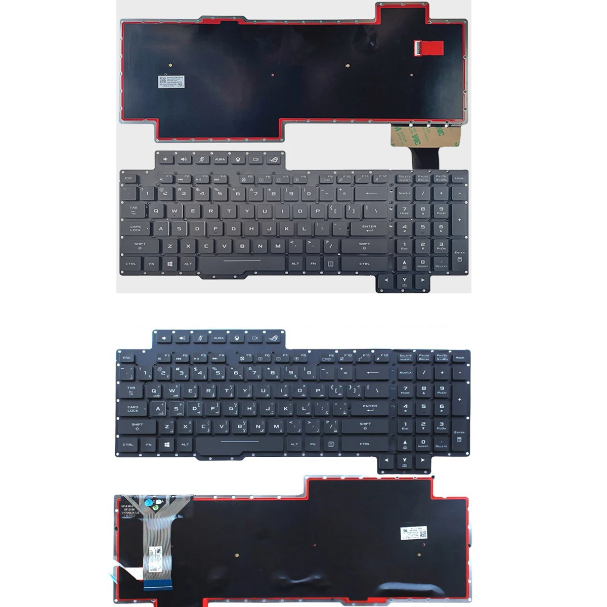 

New Arabic French Hebrew Latin Russian Keyboard for ASUS 2/2S G703 G703VI G703GS/GI/GXR G7BI G7C Black & Palmrest, RGB BACKLIT