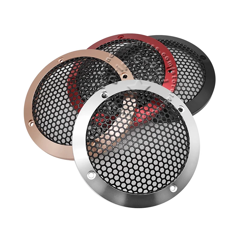 For 3" Inch 91mm Speaker Grill Conversion Net Cover Car Audio Decorative Circle Full Metal Mesh Grille Black/Silvery/Golden/Red
